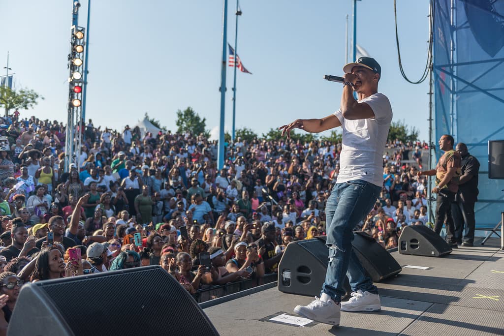 Live stage performance for a large outdoor audience